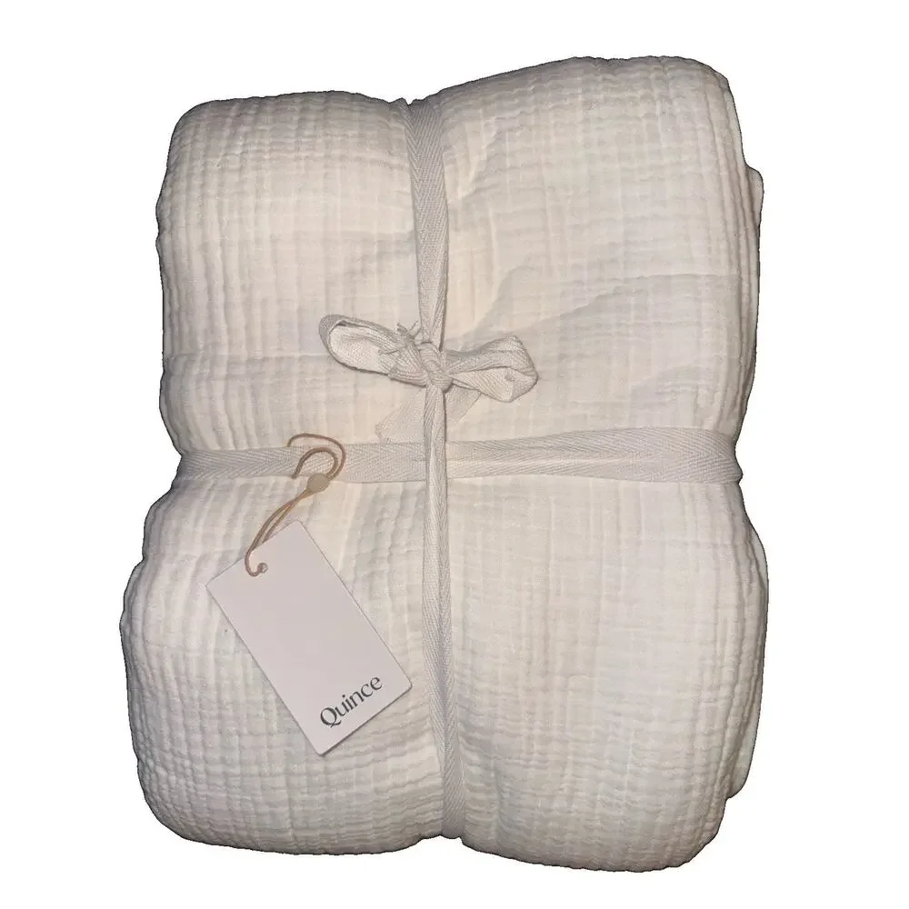 Quince Organic Airy Cotton Gauze Blanket White Full Queen NWT 100% Cotton